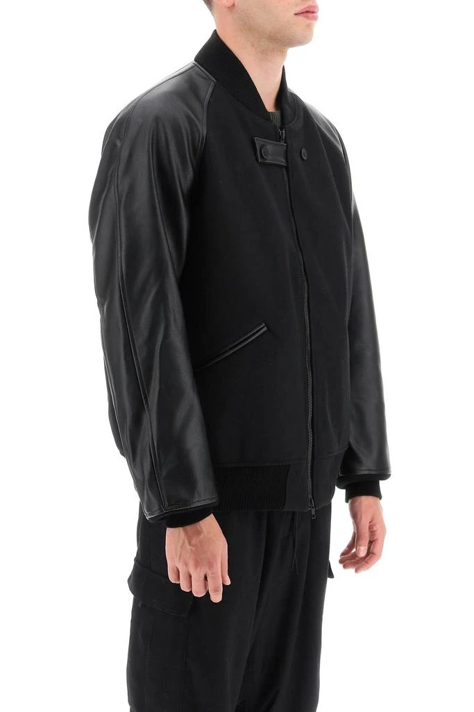 商品Y-3|PADDED WOOL BLEND AND FAUX LEATHER BOMBER JACKET,价格¥2486,第3张图片详细描述