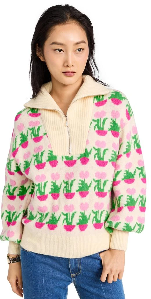 商品Kitri|KITRI Lorna Flower Pot Zip Up Sweater,价格¥1439,第1张图片