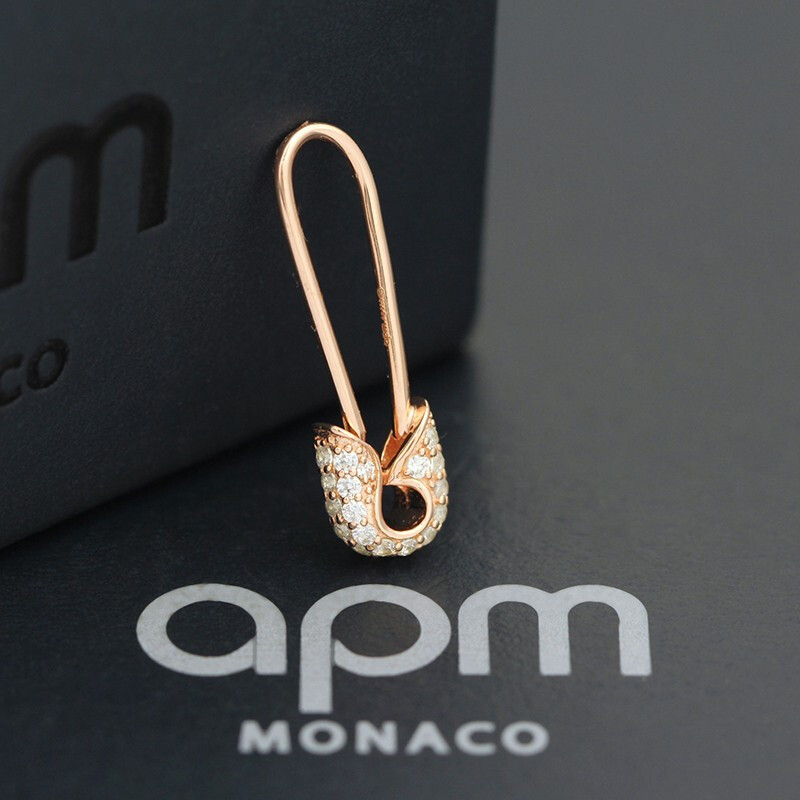 APM Monaco个性简约别针耳环耳钉女玫瑰金色RE10942OX商品第1张图片规格展示