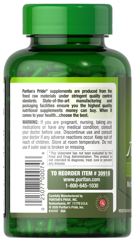 商品Puritan's Pride|Green Food: Naturally Sourced Alfalfa 500 mg,价格¥142-¥283,第3张图片详细描述