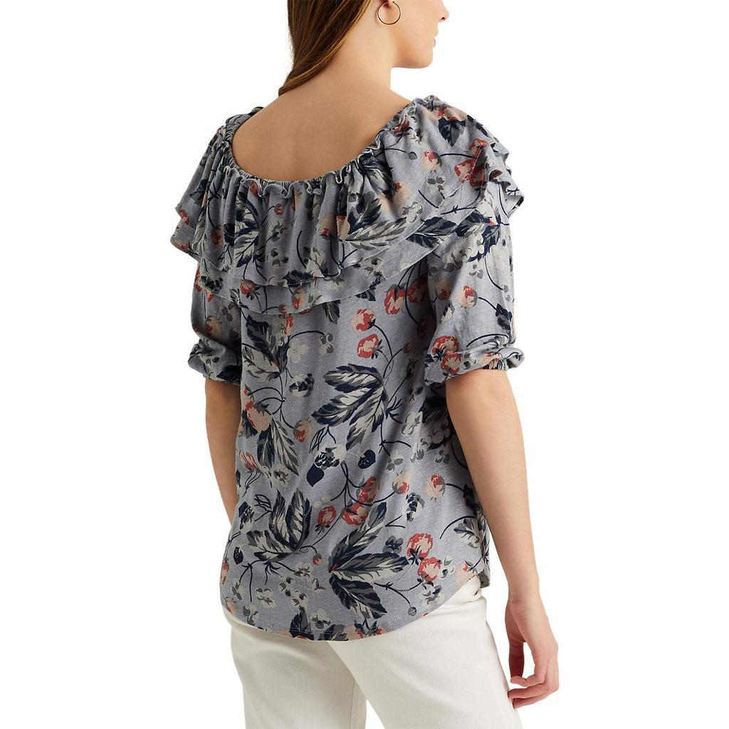 商品Ralph Lauren|Floral Linen Jersey Off-the-Shoulder Top,价格¥227,第4张图片详细描述