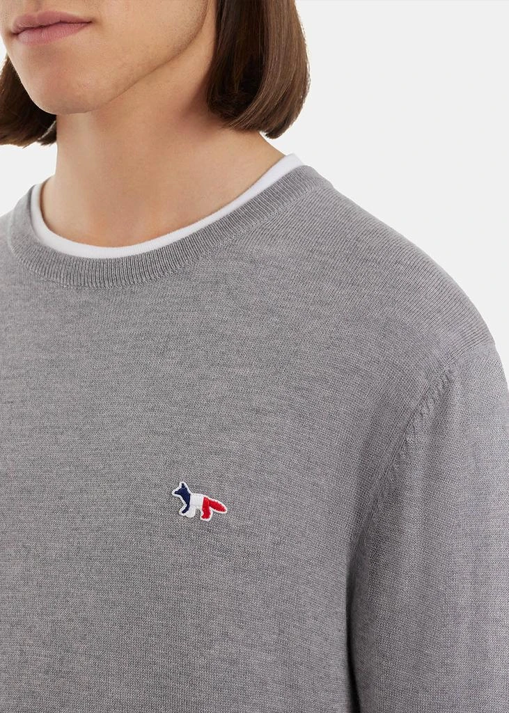 MAISON KITSUNE Grey Melange Fox Patch Sweater 商品