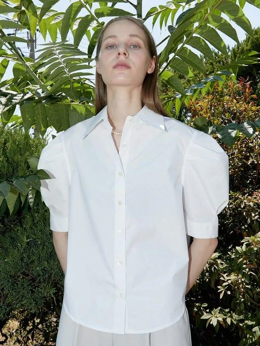 商品OUIE|Pin Tuck Puff Half Shirt _ White,价格¥676,第4张图片详细描述