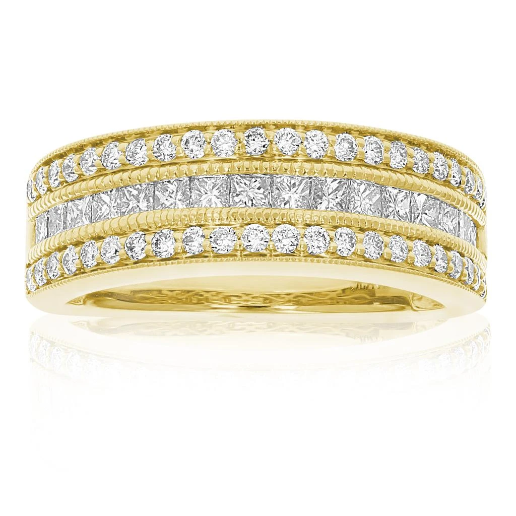 商品Vir Jewels|1 cttw Princess and Round Diamond Wedding Band with Milgrain 14K Yellow Gold,价格¥9640,第4张图片详细描述