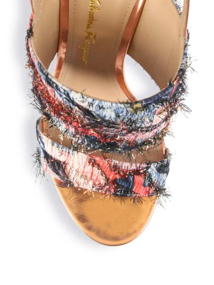 商品Salvatore Ferragamo|Elba Jacquard Fringe Ankle Strap Sandals,价格¥4684,第3张图片详细描述