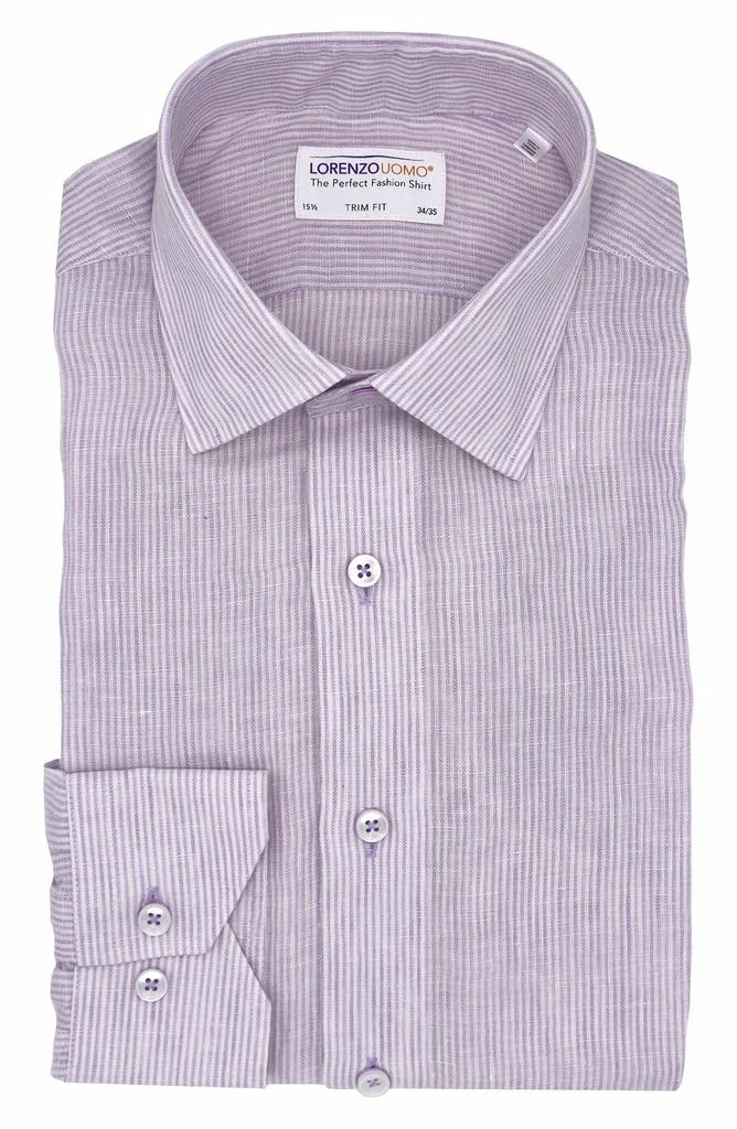 商品Lorenzo Uomo|Striped Trim Fit Linen Shirt,价格¥378,第1张图片