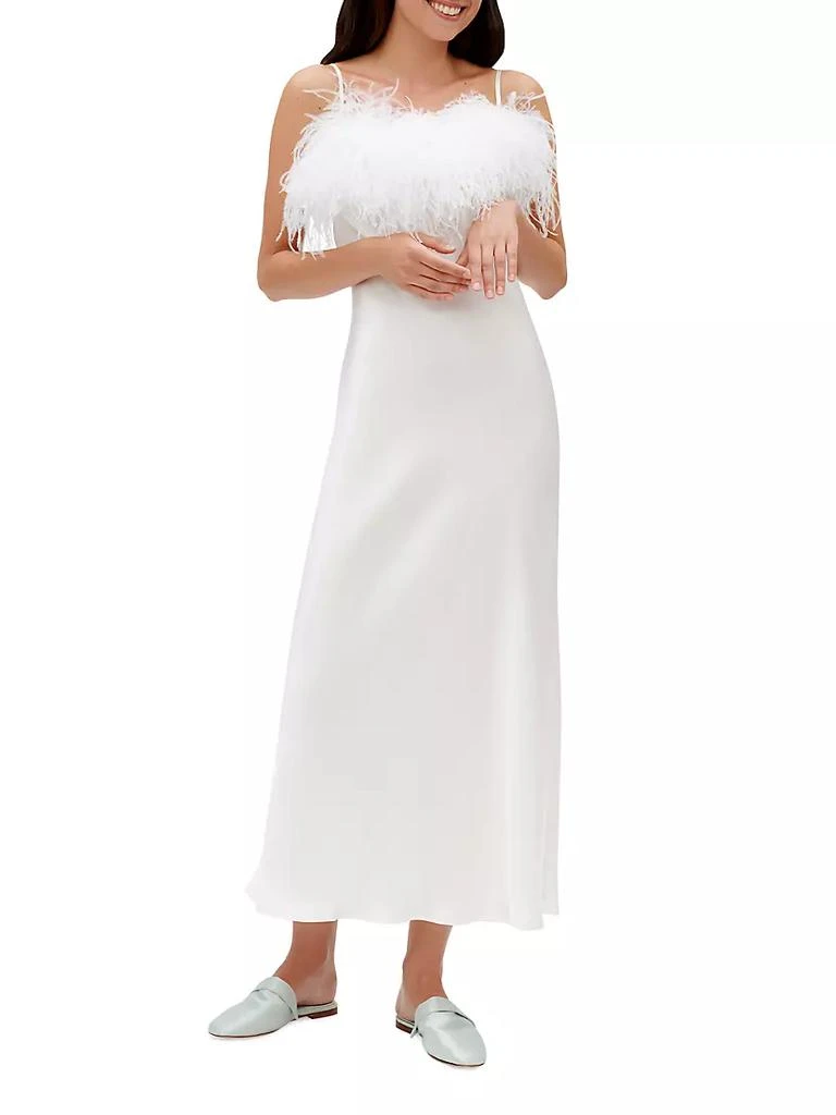 商品Sleeper|Boheme Ostrich-Feather Embellished Slip Dress,价格¥2633,第2张图片详细描述