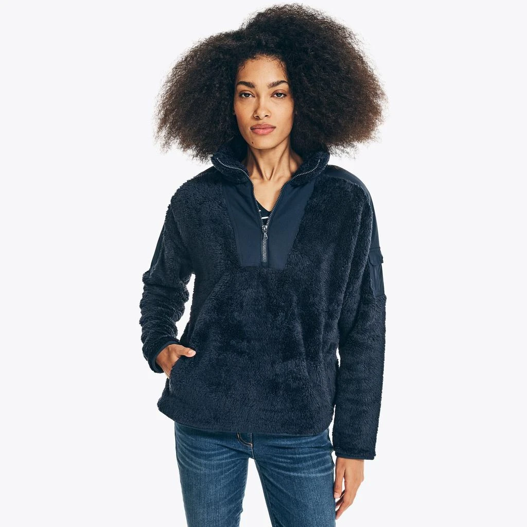 商品Nautica|Nautica Womens Mixed Media Quarter-Zip Sherpa Fleece,价格¥296,第3张图片详细描述