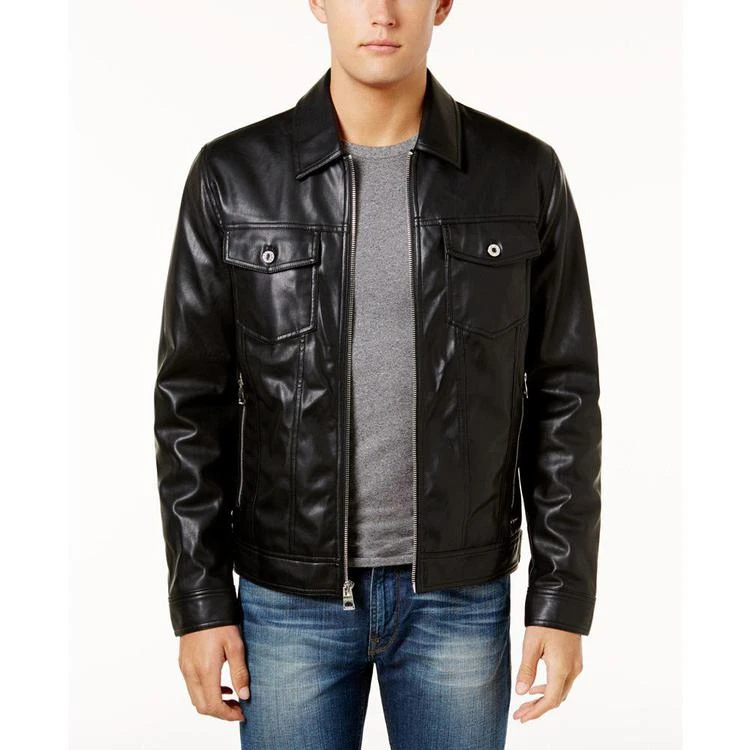商品GUESS|Men's Benson Faux Leather Trucker Jacket,价格¥676,第1张图片