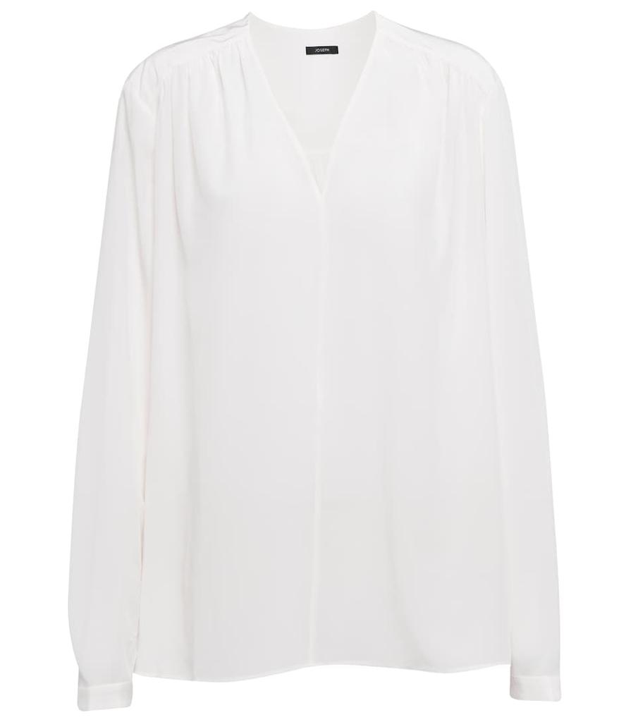 V-neck silk blouse商品第1张图片规格展示
