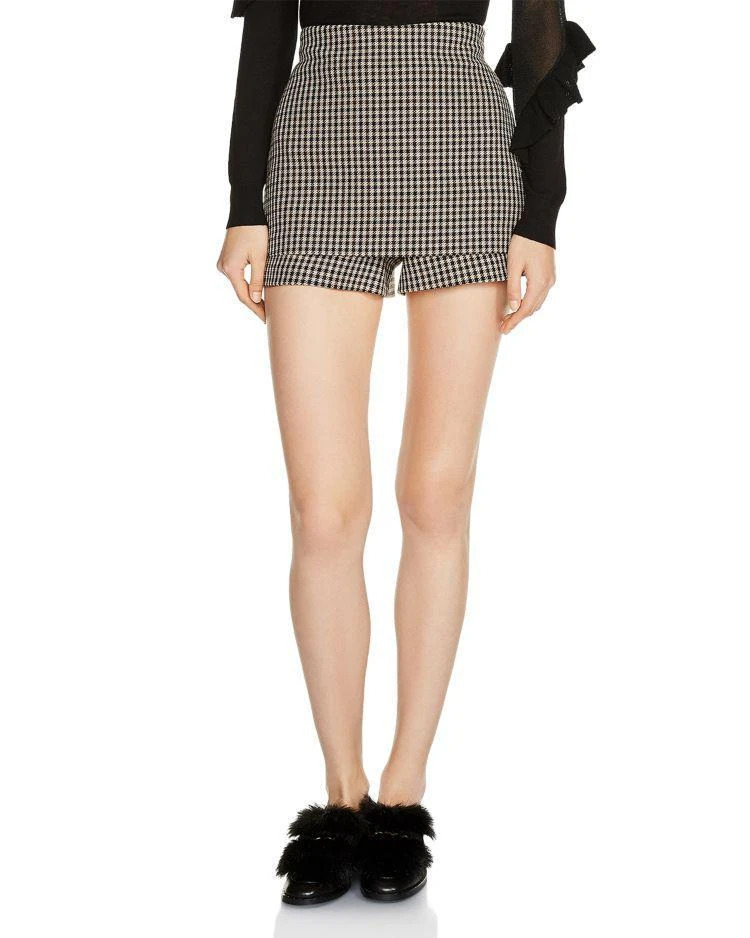 商品Maje|Ilia Front-Overlay Houndstooth Mini Shorts,价格¥912,第1张图片