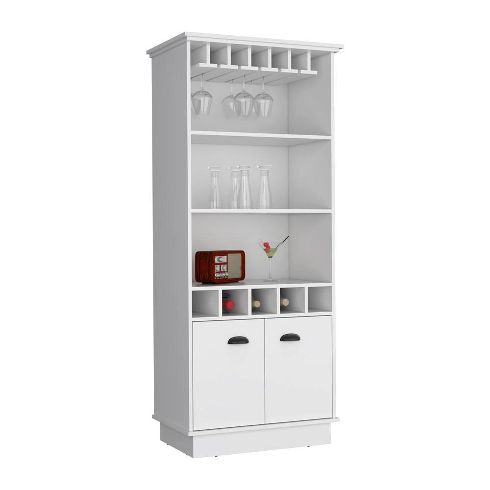 商品Depot E-Shop|Bar Cabinet with Wine Rack, three Open Storage Shelves and One Cabinet,White,价格¥3077,第4张图片详细描述
