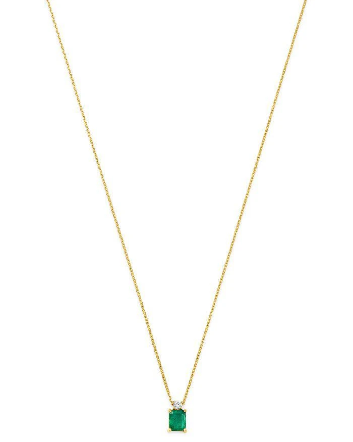 商品Bloomingdale's|Emerald & Diamond Pendant Necklace in 14K Yellow Gold, 16",价格¥7475,第3张图片详细描述
