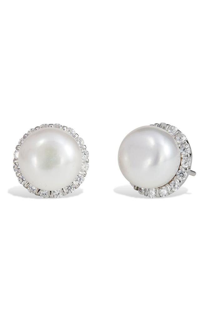 商品Savvy Cie Jewels|Sterling Silver Cultured Freshwater Pearl Halo Stud Earrings,价格¥363,第1张图片