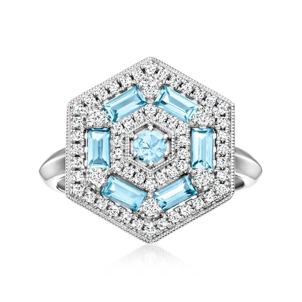 商品Ross-Simons|Sky Blue and White Topaz Vintage-Style Ring in Sterling Silver,价格¥1751,第1张图片