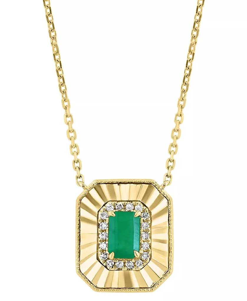 商品Effy|EFFY® Sapphire (5/8 ct. t.w.) & Diamond (1/10 ct. t.w.) Octagon Disc Pendant Necklace in 14k Gold, 17-1/4" + 3/4" extender (Also available in Emerald),价格¥5379,第3张图片详细描述