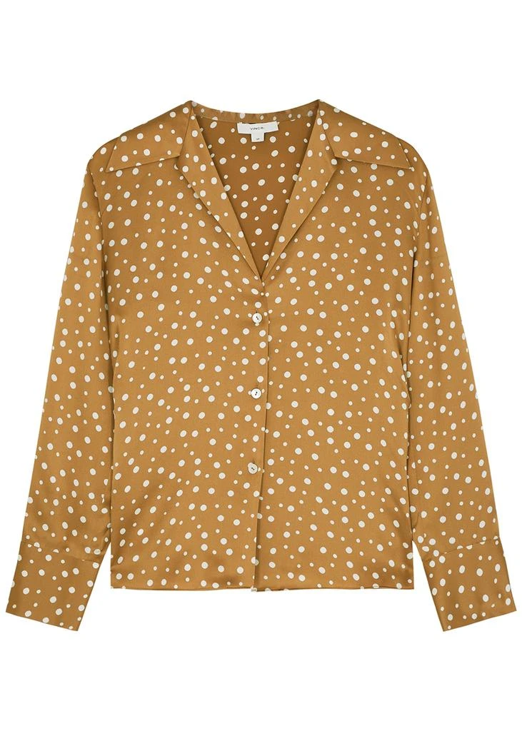 商品Vince|Caramel polka-dot silk-satin blouse,价格¥3620,第1张图片