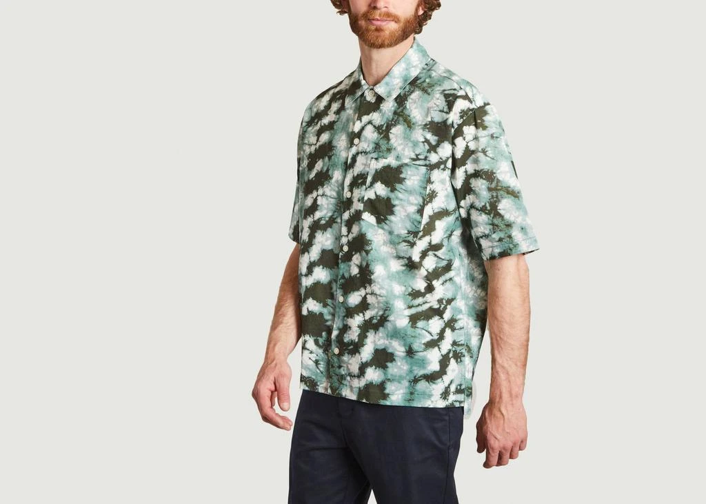 商品预计3周后发货 Samsoe Samsoe|Chemises Chemise Tie And Dye En Coton Et Lin Manches Courtes Ayo Blurred Green Aop. Samsoe - Samsoe - Multicolor - Homme,价格¥874,第2张图片详细描述