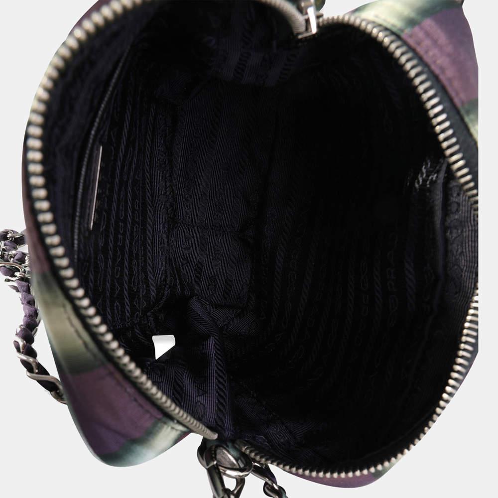 Prada Purple/Grey Nylon Striped Shoulder Bag商品第5张图片规格展示