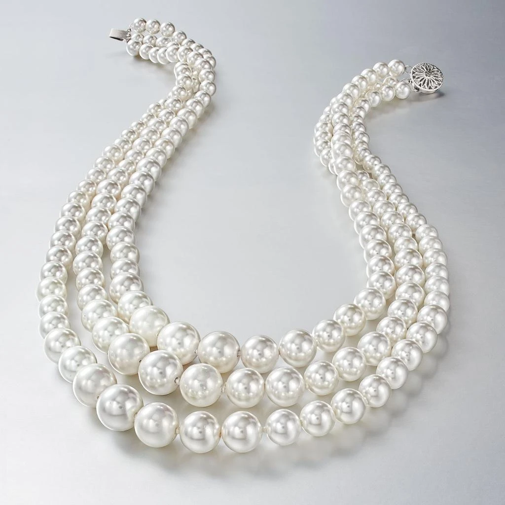 商品Ross-Simons|6-12mm Shell Pearl Graduated 3-Strand Necklace With Sterling Silver,价格¥823,第2张图片详细描述