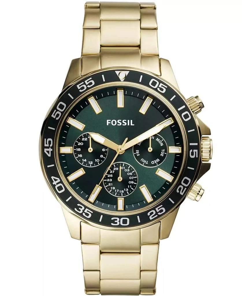 商品Fossil|Men's Bannon Multifunction Gold-Tone Stainless Steel Bracelet Watch 45mm,价格¥806,第1张图片