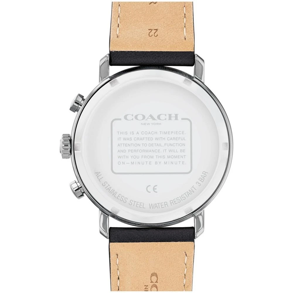 商品Coach|Men's Harrison Black Leather Strap Watch 42mm,价格¥1656,第3张图片详细描述