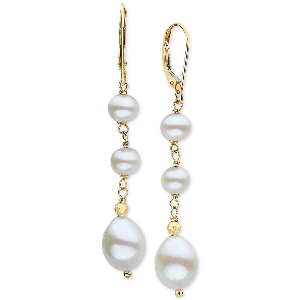 商品Effy|EFFY® Cultured Freshwater Pearl (5-1/2 & 8mm) Drop Earrings in 14k Gold,价格¥1908,第1张图片