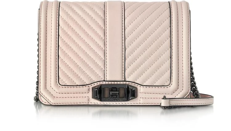 商品Rebecca Minkoff|柔软腮红色绗缝皮革小号Love斜挎包,价格¥1127,第1张图片