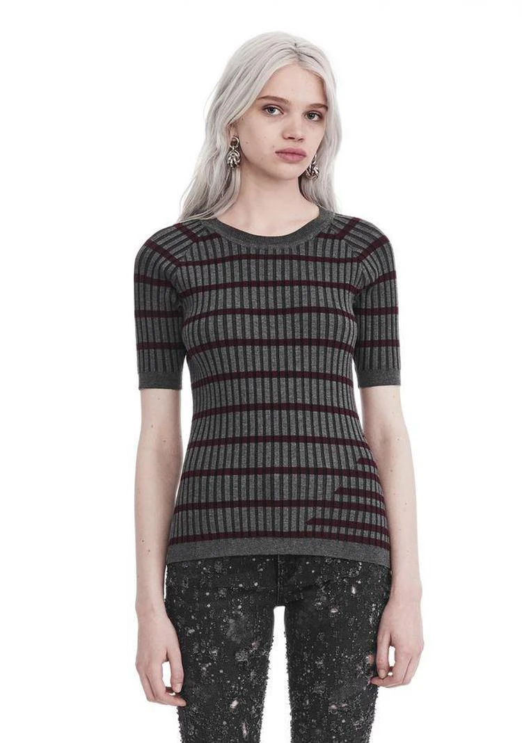 商品Alexander Wang|STRIPE INTARSIA SHORT SLEEVE SWEATER,价格¥1091,第3张图片详细描述