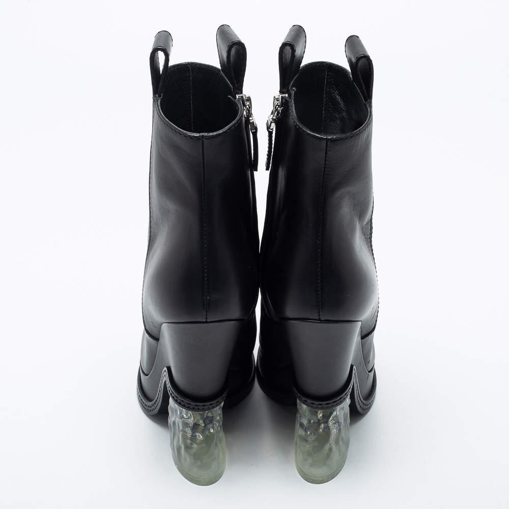 Fendi Black Leather Ice Heel Ankle Boots Size 40商品第5张图片规格展示