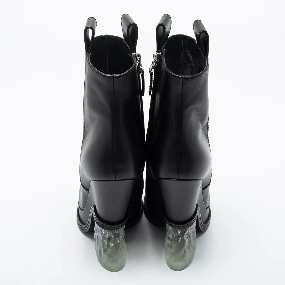 商品[二手商品] Fendi|Fendi Black Leather Ice Heel Ankle Boots Size 40,价格¥3521,第5张图片详细描述