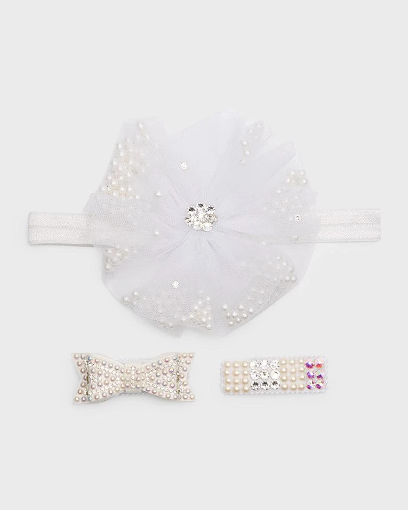 商品Bari Lynn|Girl's 3-Piece Tulle Layer Bow Headband and Hair Clips Set,价格¥360,第1张图片