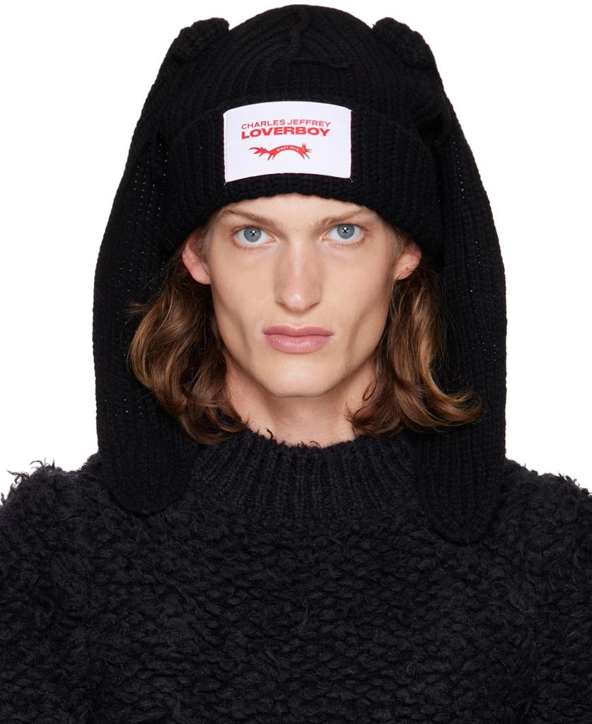 商品Charles Jeffrey Loverboy|Black Chunky Rabbit Beanie,价格¥1014,第1张图片