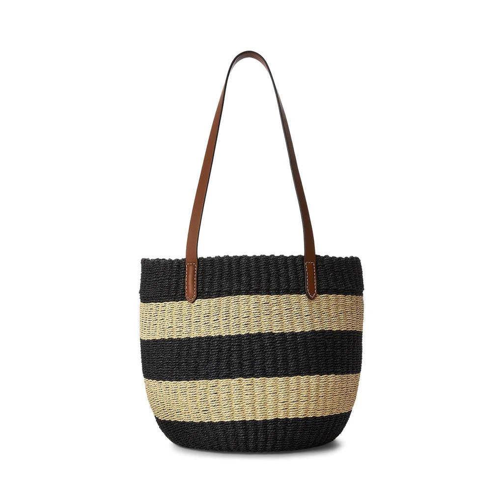 商品Ralph Lauren|Striped Straw Medium Hartley Tote Bag,价格¥1551,第2张图片详细描述