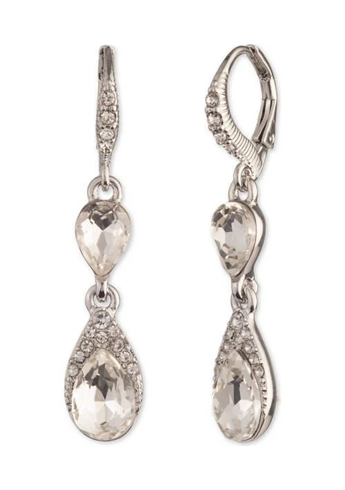 商品Givenchy|%09  Silver Tone Crystal Pear Stone Double Drop Earrings,价格¥338,第1张图片