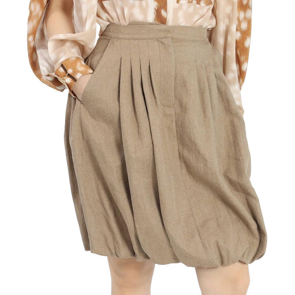 商品Burberry|Ladies Driftwood Linen Blend Bubble Hem Skirt,价格¥5151,第1张图片