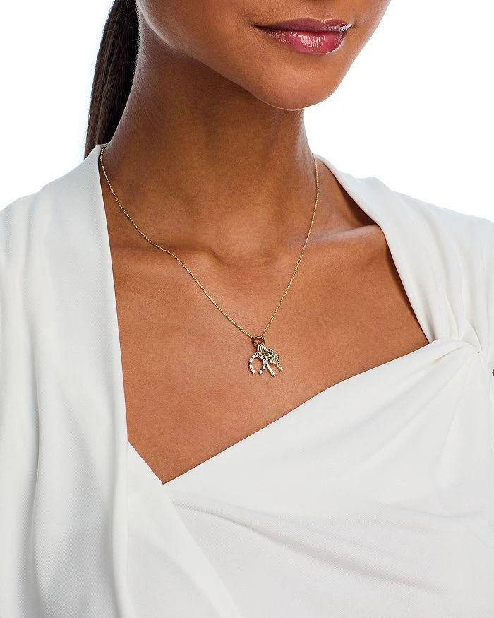 商品Bloomingdale's Fine Collection|Emerald & Diamond Luck Motif Charm Pendant Necklace in 14K Yellow Gold, 18",价格¥8830,第2张图片详细描述