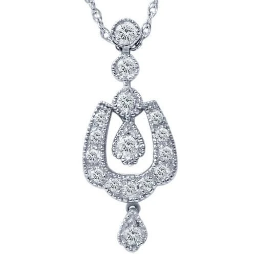 商品Pompeii3|1/3ct Vintage Diamond Dangle Pendant 14K White Gold,价格¥2622,第1张图片