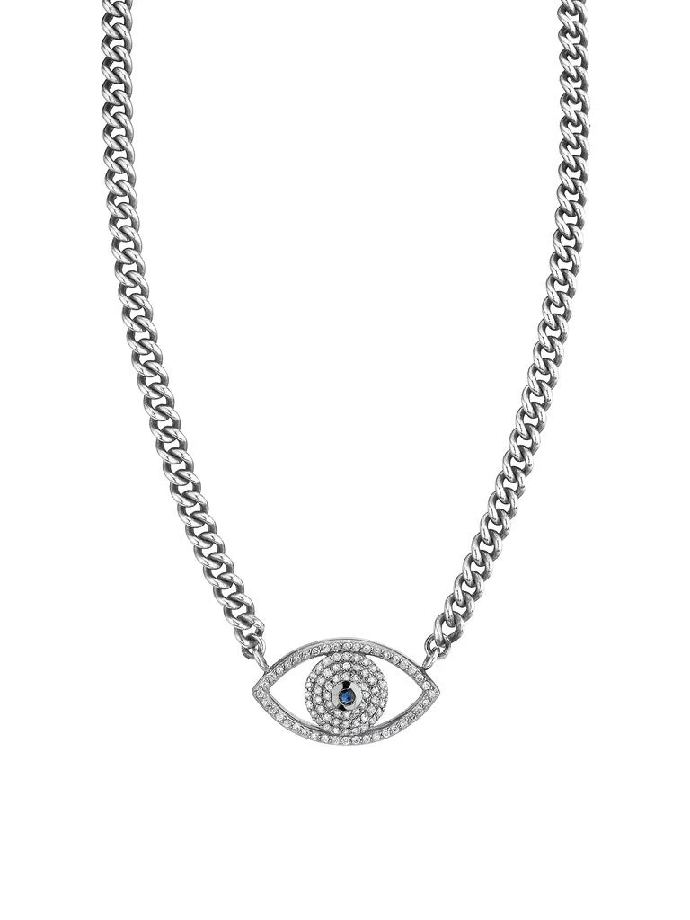 商品Sheryl Lowe|Sterling Silver, Sapphire & 0.96 TCW Diamond Evil Eye Pendant Necklace,价格¥14963,第1张图片