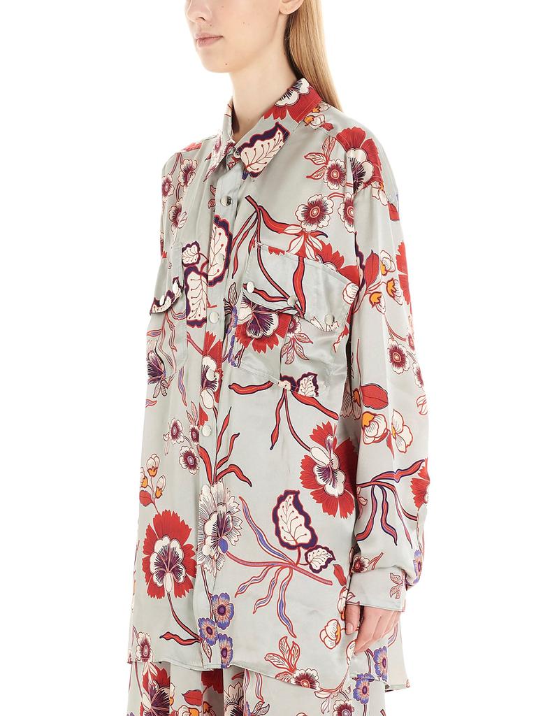 Floral printed silk shirt商品第2张图片规格展示