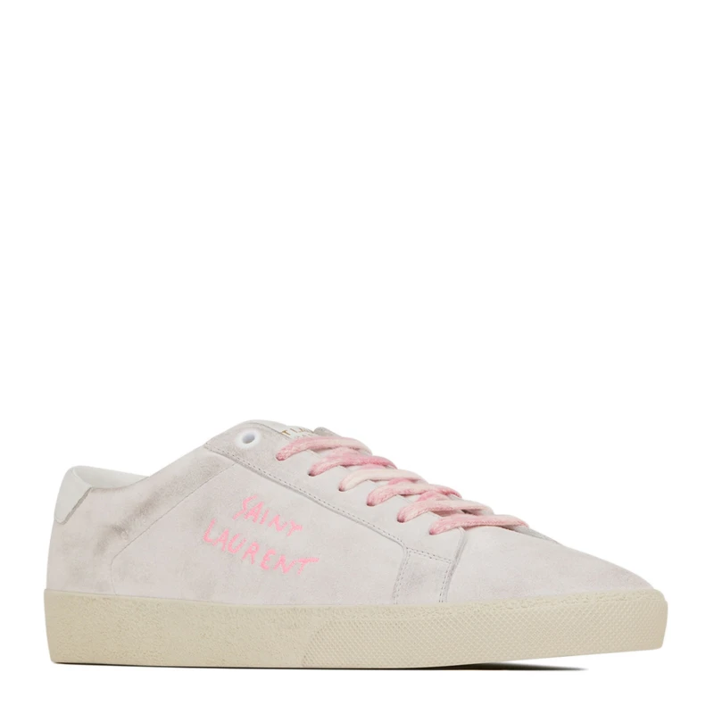 YSL 圣罗兰 女士灰色小牛皮对比色鞋带休闲板鞋 580043-0S020-9030 商品