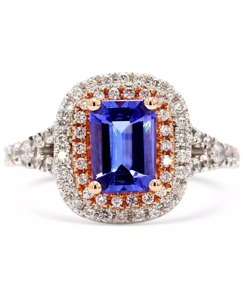 商品Macy's|Tanzanite (2 ct. t.w.) & Diamond (1/2 ct. t.w.) Double Halo Ring in 10k White & Rose Gold,价格¥13585,第1张图片
