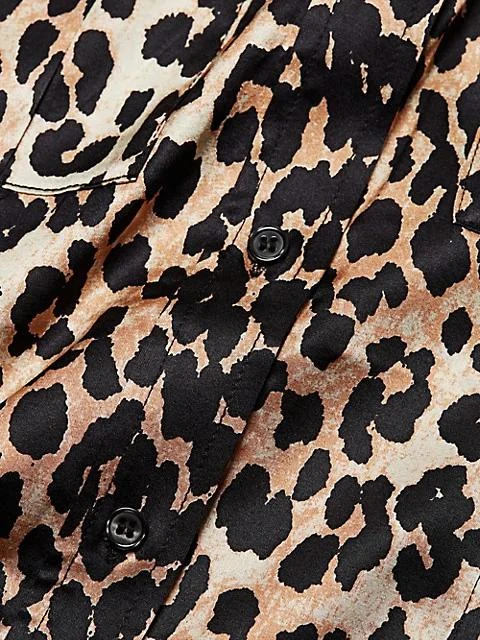 Stretch-Silk Satin Leopard-Print Shirtdress 商品