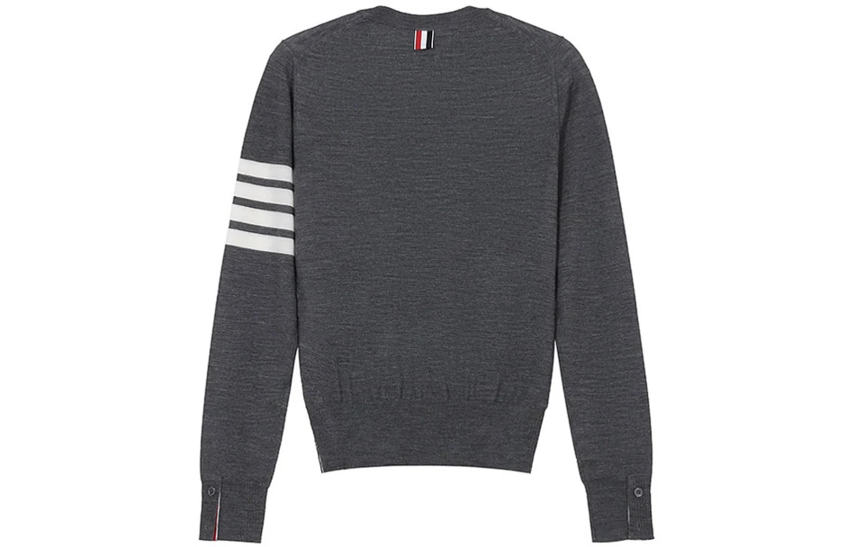 商品[国内直发] Thom Browne|美利奴羊毛圆领长袖套头条纹羊毛衣 女款 灰色,价格¥5749,第3张图片详细描述