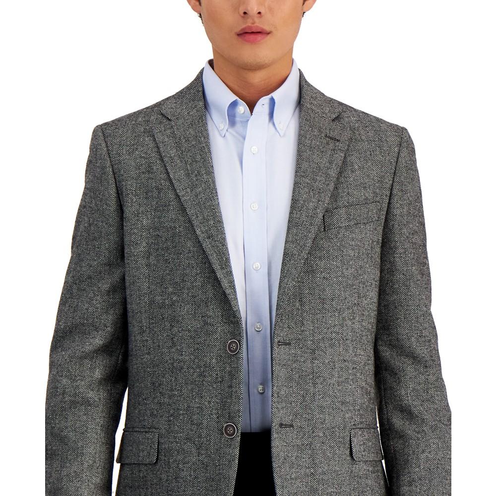 Men's Modern-Fit Solid Herringbone Tweed Sport Coat商品第4张图片规格展示