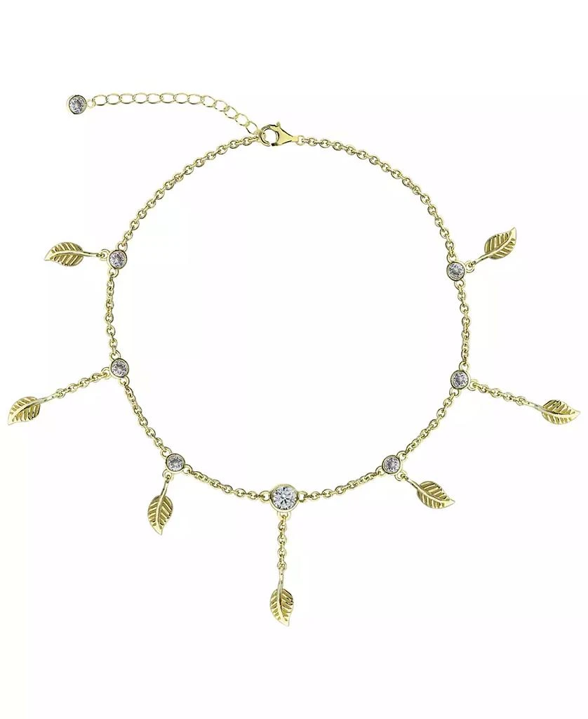 商品Rhona Sutton|BODIFINE Cubic Zirconia Leaves 10K Gold-Tone Sterling Silver-Tone Anklet,价格¥965,第1张图片