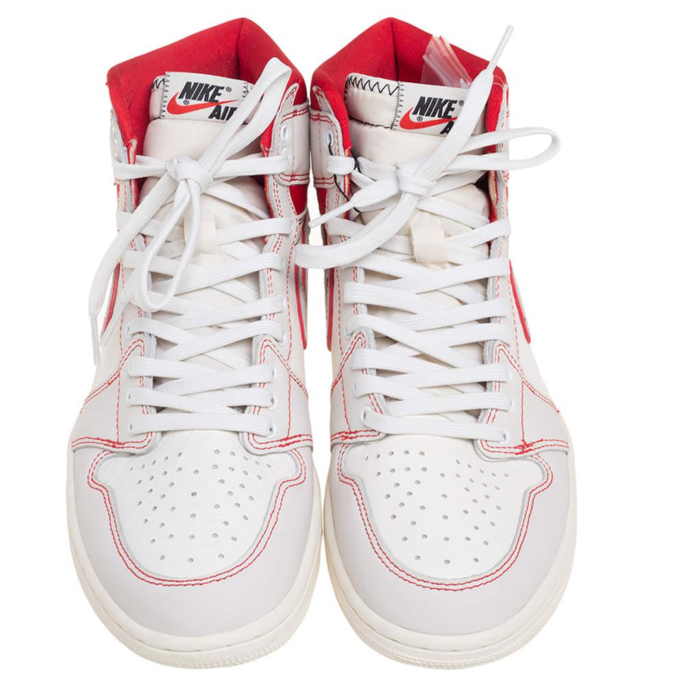 Air Jordan Red /White Leather Jordan 1 Retro High Sneakers Size 42.5商品第3张图片规格展示