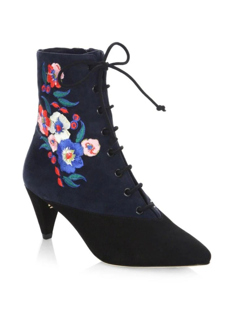 商品Tory Burch|Cassidy Lace-Up Embroidered Velvet Booties,价格¥1584,第1张图片