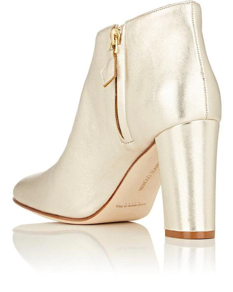 商品Manolo Blahnik|Brusta Metallic Leather Ankle Boots,价格¥4151,第3张图片详细描述