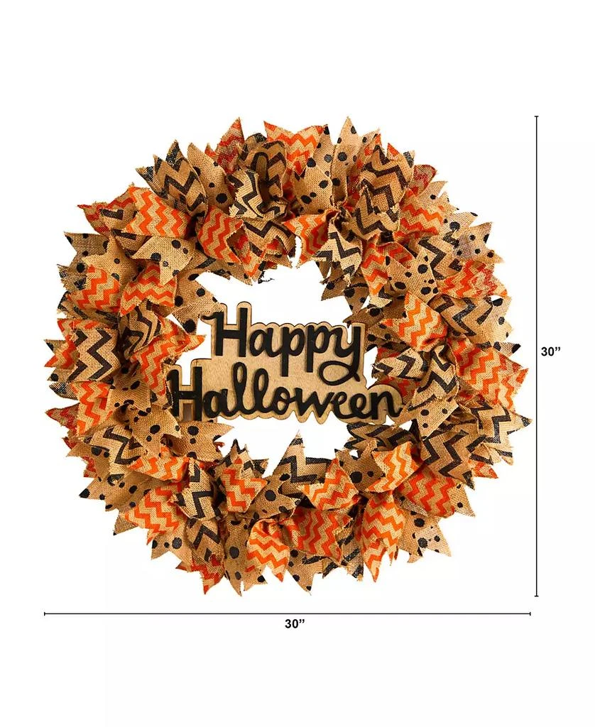 商品NEARLY NATURAL|30" Halloween Burlap Ribbon Wreath,价格¥1927,第2张图片详细描述